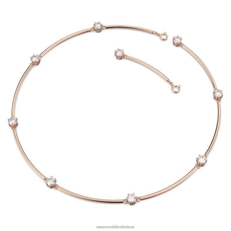 náhrdelník constella okrúhly výbrus, biely, pozlátený ružovým zlatom B8ZNT55 Swarovski šperky - Image 3