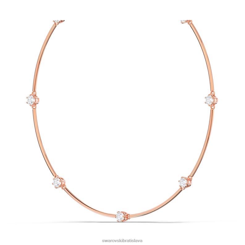 náhrdelník constella okrúhly výbrus, biely, pozlátený ružovým zlatom B8ZNT55 Swarovski šperky - Image 4