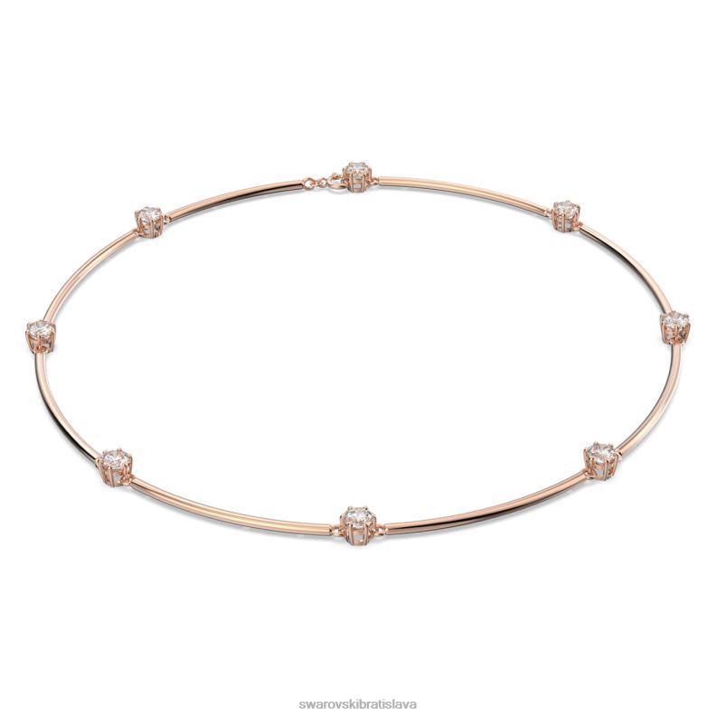 náhrdelník constella okrúhly výbrus, biely, pozlátený ružovým zlatom B8ZNT55 Swarovski šperky - Image 1