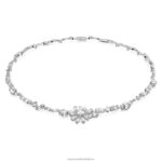 náhrdelník gema zmiešané rezy, kvet, biela, rhodiované B8ZNT20 Swarovski šperky