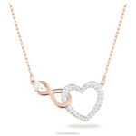náhrdelník nekonečna nekonečno a srdce, biela, povrchová úprava zmiešaný kov B8ZNT65 Swarovski šperky