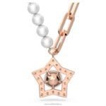 náhrdelník stella hviezda, biela, pozlátená ružovým zlatom B8ZNT263 Swarovski šperky - Image 5