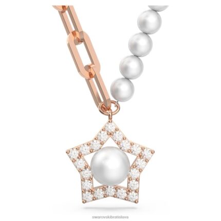náhrdelník stella hviezda, biela, pozlátená ružovým zlatom B8ZNT263 Swarovski šperky