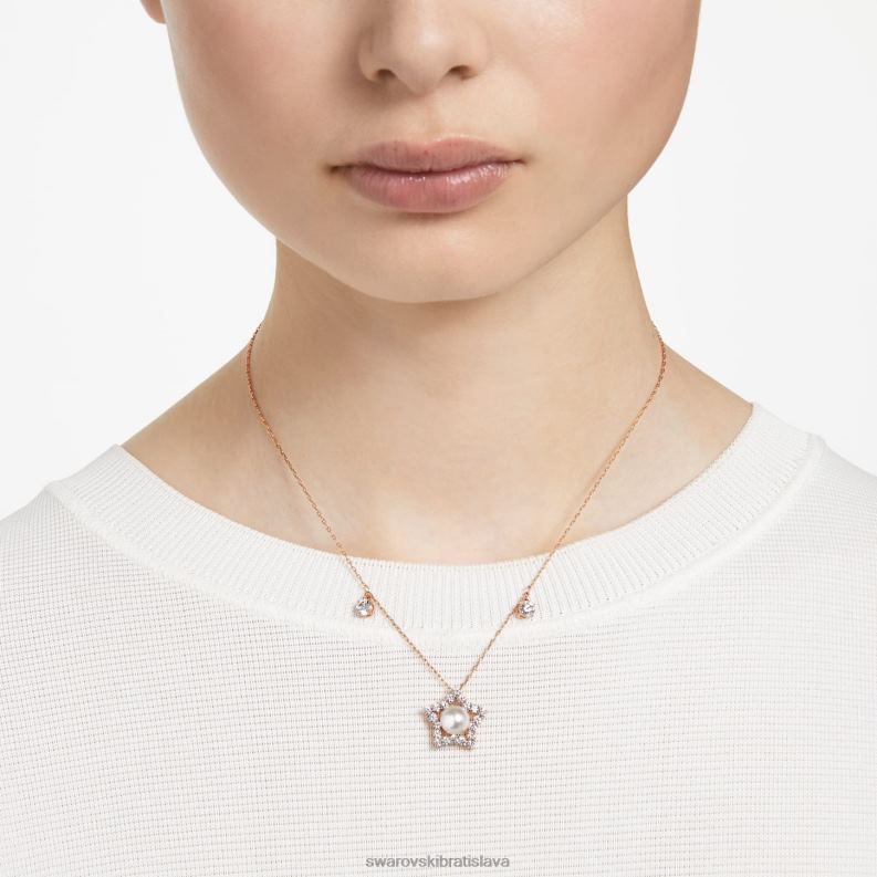 náhrdelník stella zmiešané strihy, hviezdicové, biele, pozlátené ružovým zlatom B8ZNT118 Swarovski šperky - Image 2
