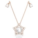 náhrdelník stella zmiešané strihy, hviezdicové, biele, pozlátené ružovým zlatom B8ZNT118 Swarovski šperky