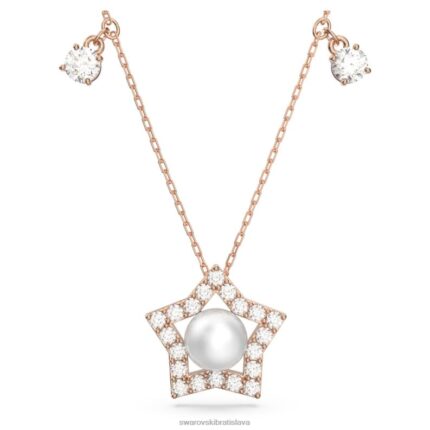 náhrdelník stella zmiešané strihy, hviezdicové, biele, pozlátené ružovým zlatom B8ZNT118 Swarovski šperky