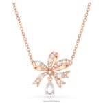 náhrdelník volta mašľa, biela, pozlátená ružovým zlatom B8ZNT222 Swarovski šperky