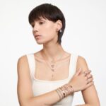 náhrdelník volta mašľa, biela, pozlátená ružovým zlatom B8ZNT222 Swarovski šperky - Image 5