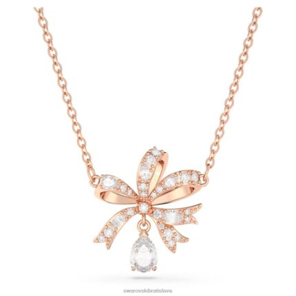 náhrdelník volta mašľa, biela, pozlátená ružovým zlatom B8ZNT222 Swarovski šperky