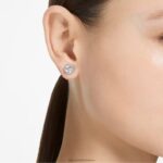 napichovacie náušnice constella kruhový rez, dlažba, biela, rhodiovaná B8ZNT658 Swarovski šperky - Image 2