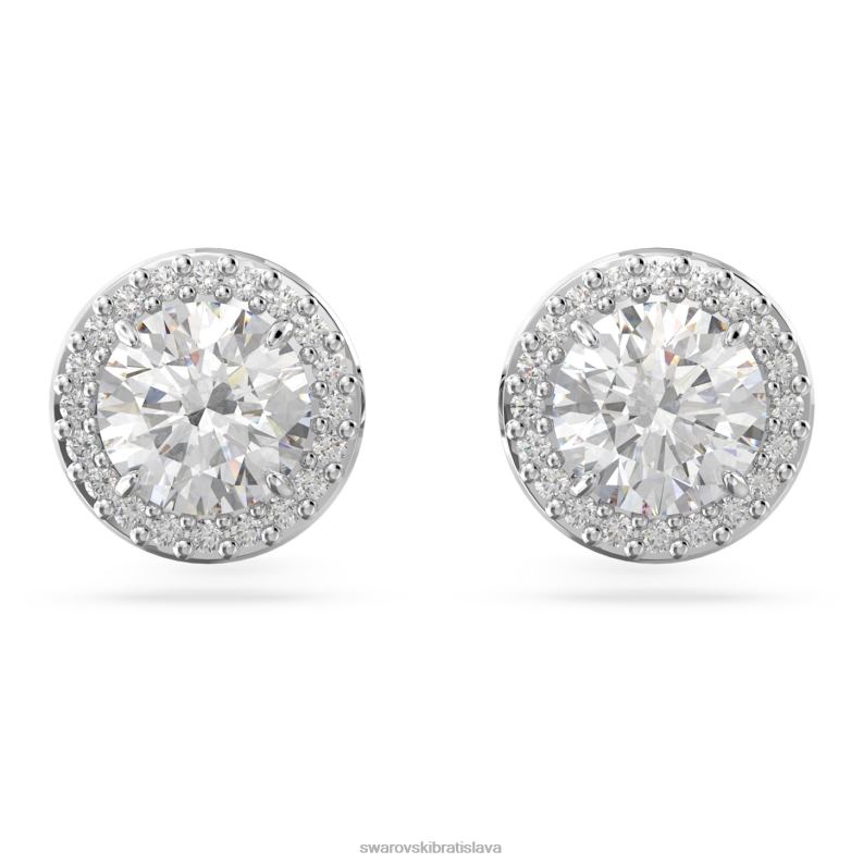napichovacie náušnice constella kruhový rez, dlažba, biela, rhodiovaná B8ZNT658 Swarovski šperky - Image 1