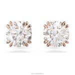 napichovacie náušnice constella okrúhly výbrus, biely, pozlátený ružovým zlatom B8ZNT677 Swarovski šperky