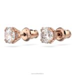 napichovacie náušnice constella okrúhly výbrus, biely, pozlátený ružovým zlatom B8ZNT677 Swarovski šperky - Image 4
