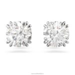 napichovacie náušnice constella okrúhly výbrus, biely, rhodiovaný B8ZNT746 Swarovski šperky