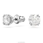 napichovacie náušnice constella okrúhly výbrus, biely, rhodiovaný B8ZNT746 Swarovski šperky - Image 3