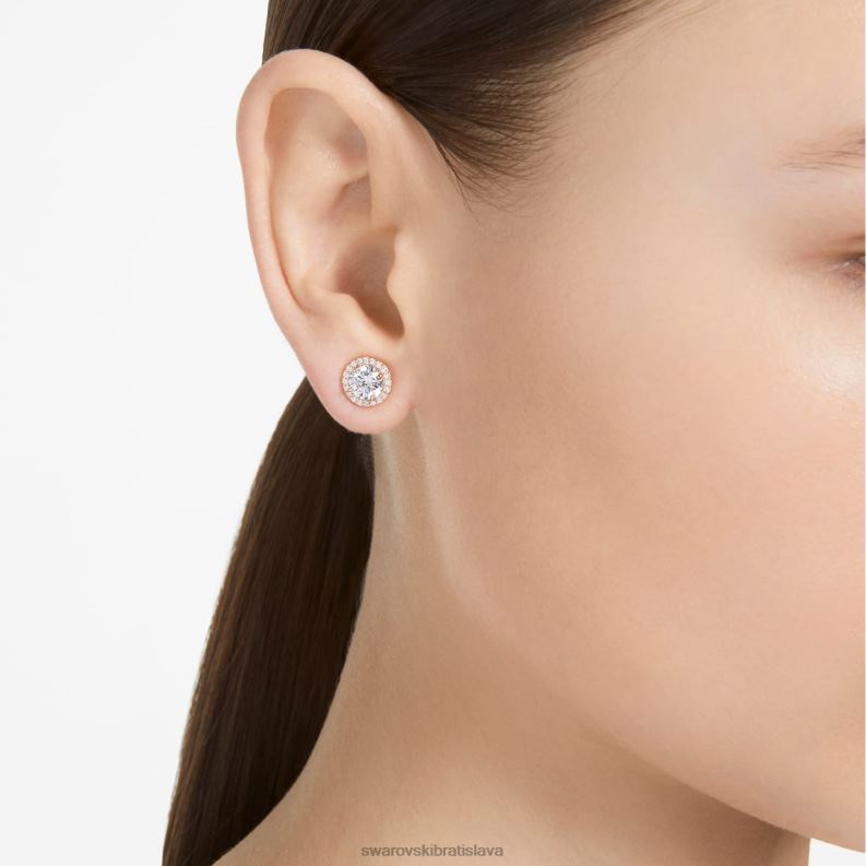 napichovacie náušnice constella okrúhly výbrus, dlažba, biela, pozlátená ružovým zlatom B8ZNT670 Swarovski šperky - Image 2
