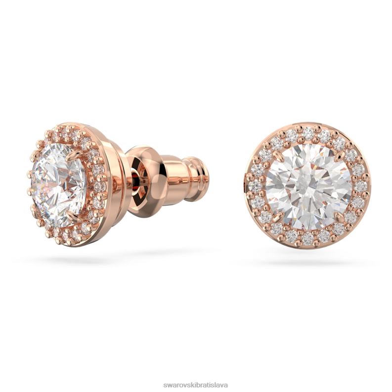 napichovacie náušnice constella okrúhly výbrus, dlažba, biela, pozlátená ružovým zlatom B8ZNT670 Swarovski šperky - Image 3