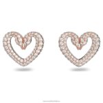 napichovacie náušnice dlažba, srdce, biela, pozlátené ružovým zlatom B8ZNT717 Swarovski šperky