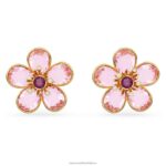 napichovacie náušnice florere kvet, ružový, pozlátený B8ZNT655 Swarovski šperky