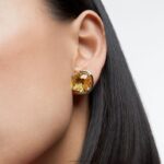 napichovacie náušnice harmonia vankúšový strih, žltý, rhodiovaný B8ZNT708 Swarovski šperky - Image 4