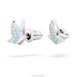 napichovacie náušnice lilia motýľ, modrá, rhodiovaná B8ZNT678 Swarovski šperky - Image 3