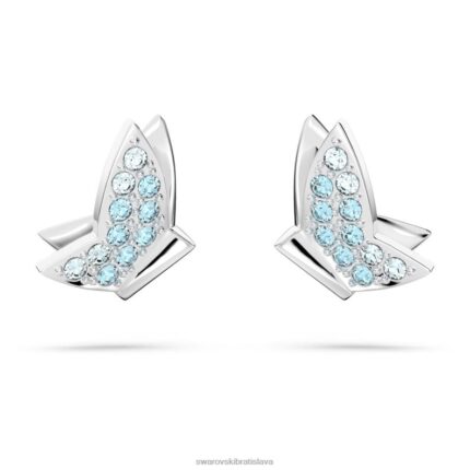 napichovacie náušnice lilia motýľ, modrá, rhodiovaná B8ZNT678 Swarovski šperky