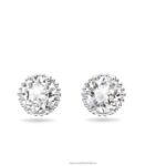 napichovacie náušnice okrúhleho strihu apríl, biely, rhodiovaný B8ZNT661 Swarovski šperky