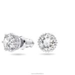napichovacie náušnice okrúhleho strihu apríl, biely, rhodiovaný B8ZNT661 Swarovski šperky - Image 3