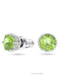 napichovacie náušnice okrúhleho strihu august, zelená, rhodiovaná B8ZNT690 Swarovski šperky - Image 3