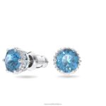 napichovacie náušnice okrúhleho strihu decembrový, modrý, rhodiovaný B8ZNT683 Swarovski šperky - Image 3