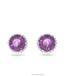 napichovacie náušnice okrúhleho strihu február, fialová, rhodiovaná B8ZNT692 Swarovski šperky