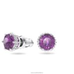 napichovacie náušnice okrúhleho strihu február, fialová, rhodiovaná B8ZNT692 Swarovski šperky - Image 3