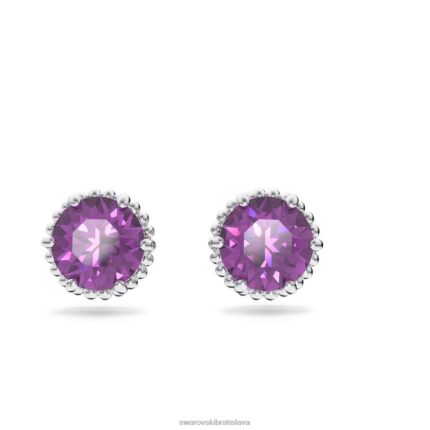 napichovacie náušnice okrúhleho strihu február, fialová, rhodiovaná B8ZNT692 Swarovski šperky