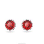 napichovacie náušnice okrúhleho strihu január, červená, rhodiovaná B8ZNT695 Swarovski šperky