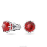 napichovacie náušnice okrúhleho strihu január, červená, rhodiovaná B8ZNT695 Swarovski šperky - Image 3