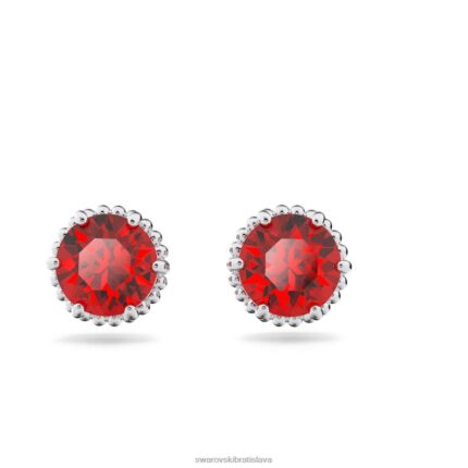 napichovacie náušnice okrúhleho strihu január, červená, rhodiovaná B8ZNT695 Swarovski šperky