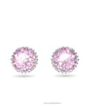 napichovacie náušnice okrúhleho strihu júnové, ružové, rhodiované B8ZNT667 Swarovski šperky