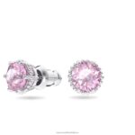 napichovacie náušnice okrúhleho strihu júnové, ružové, rhodiované B8ZNT667 Swarovski šperky - Image 3