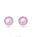 napichovacie náušnice okrúhleho strihu október, ružová, rhodiovaná B8ZNT689 Swarovski šperky