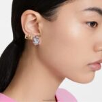 napichovacie náušnice s labuťou labuť, ružová, pozlátená B8ZNT395 Swarovski šperky - Image 2
