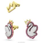 napichovacie náušnice s labuťou labuť, ružová, pozlátená B8ZNT395 Swarovski šperky - Image 3