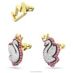 napichovacie náušnice s labuťou labuť, ružová, pozlátená B8ZNT395 Swarovski šperky - Image 4
