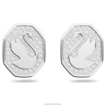 napichovacie náušnice signum labuť, biela, rhodiovaná B8ZNT742 Swarovski šperky