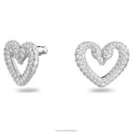 napichovacie náušnice srdce, biele, rhodiované B8ZNT710 Swarovski šperky - Image 3