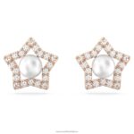 napichovacie náušnice stella okrúhly výbrus, hviezdicový, biely, pozlátený ružovým zlatom B8ZNT716 Swarovski šperky