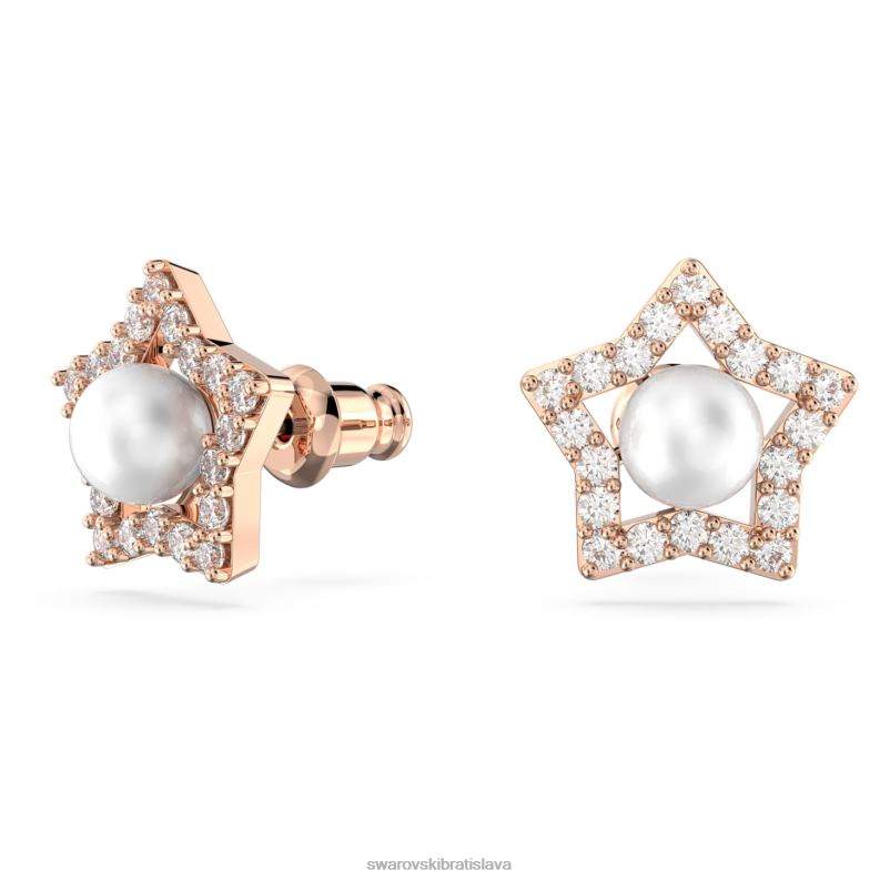 napichovacie náušnice stella okrúhly výbrus, hviezdicový, biely, pozlátený ružovým zlatom B8ZNT716 Swarovski šperky - Image 3