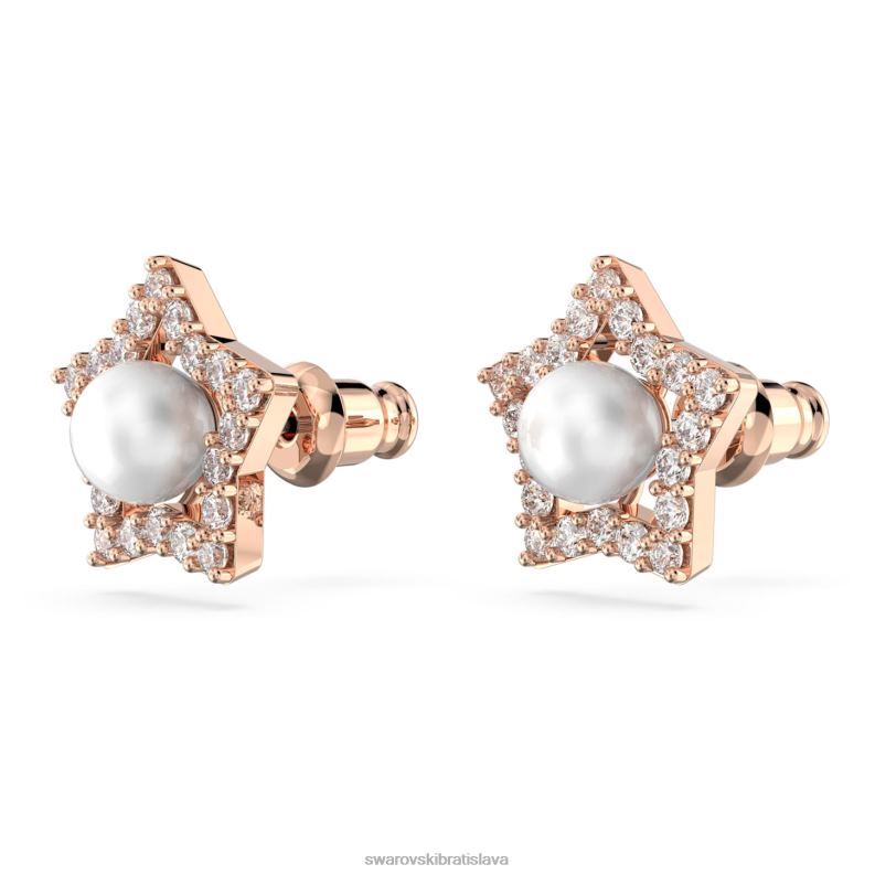 napichovacie náušnice stella okrúhly výbrus, hviezdicový, biely, pozlátený ružovým zlatom B8ZNT716 Swarovski šperky - Image 4