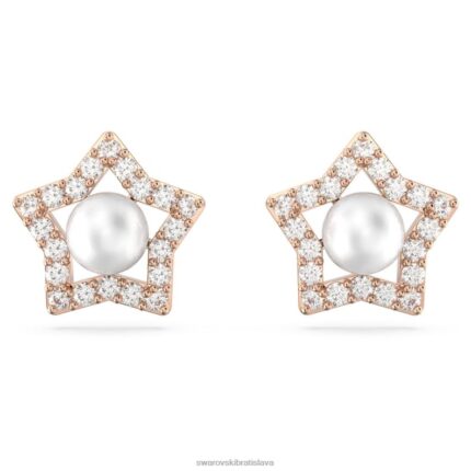 napichovacie náušnice stella okrúhly výbrus, hviezdicový, biely, pozlátený ružovým zlatom B8ZNT716 Swarovski šperky
