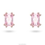 napichovacie náušnice stilla obdĺžnikový strih, ružové, pozlátené ružovým zlatom B8ZNT680 Swarovski šperky