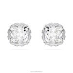 napichovacie náušnice štvorcového strihu apríl, biely, rhodiovaný B8ZNT728 Swarovski šperky